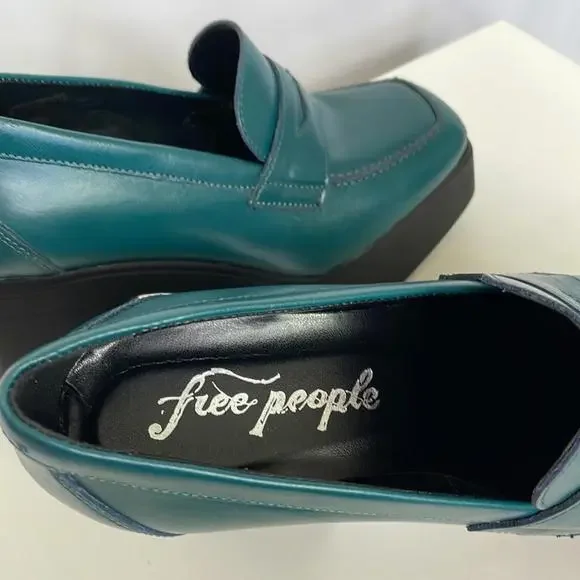 Free People Zoe Platform Loafer Deep Jade Size 8.5 - Picture 9 of 11